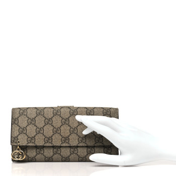 GUCCI GG Supreme Monogram Continental Flap Wallet Beige