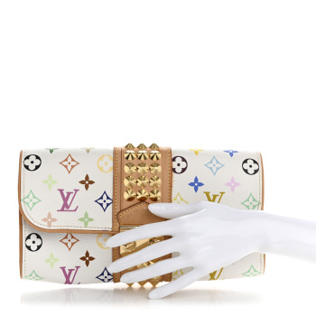 LOUIS VUITTON Monogram Multicolor Courtney Clutch White