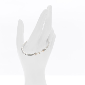 DAVID YURMAN Sterling Silver 18K Rose Gold 4mm Cable Classic Buckle Bracelet