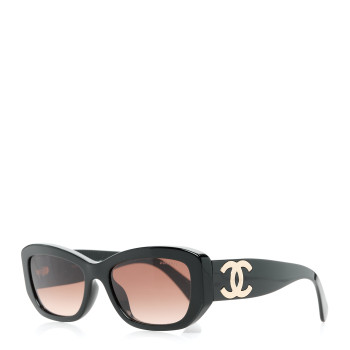 CHANEL Acetate Rectangle Sunglasses 5493 Black Brown