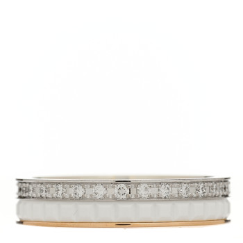 BOUCHERON 18K Pink White Gold Ceramic Diamond Quatre Classique Wedding Band Ring 46 3.75