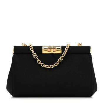 DOLCE & GABBANA Satin Small Marlene Chain Clutch Black