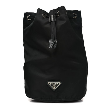 PRADA Nylon Vela Drawstring Pouch Black
