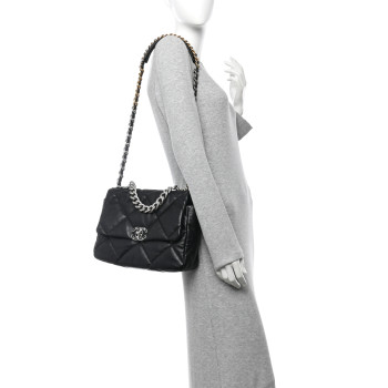 CHANEL Lambskin Quilted Large Chanel 19 Flap Black