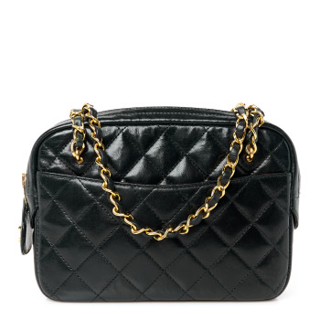 CHANEL Lambskin Quilted Camera Case Black