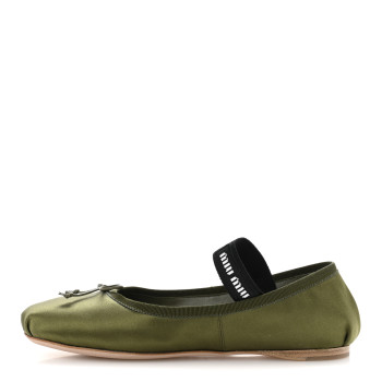 MIU MIU Satin Ballerina Flats 36.5 Oliva
