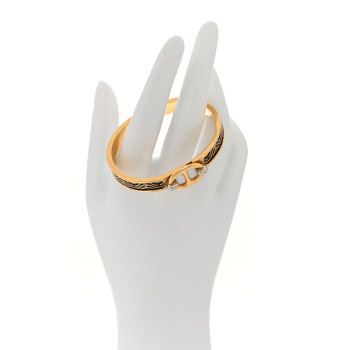 HERMES Enamel Printed Ghost H Mini Clic Chaine d'Ancre Bracelet PM Black