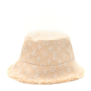 LOUIS VUITTON Monogram Denim Bucket Hat M Sandy Beige