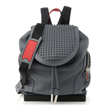 CHRISTIAN LOUBOUTIN Calfskin Spiked Explorafunk Backpack Charbon