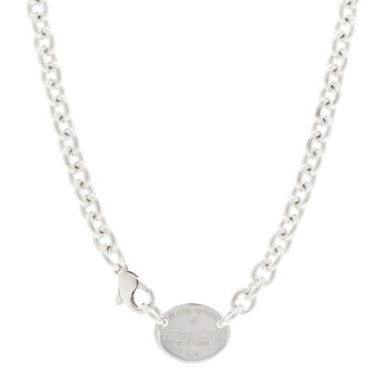 TIFFANY Sterling Silver Return to Tiffany Oval Tag Choker Necklace