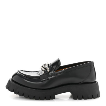 GUCCI Cordovan Lux Womens Jeanne Platform Lug Sole 30/45mm Loafers 37.5 Black