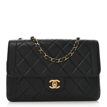 CHANEL Lambskin Quilted Medium Single Flap Black