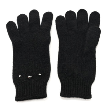 HERMES Cashmere Darling Gloves M Black