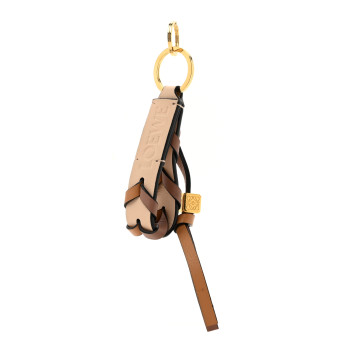 LOEWE Calfskin Braided Bag Charm Nude Warm Desert