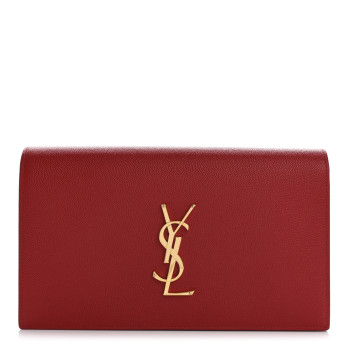 SAINT LAURENT Grain De Poudre Classic Monogram Kate Clutch New Red