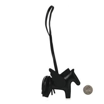 HERMES Milo Lambskin Grigri Rodeo Pegase Horse Bag Charm PM So Black