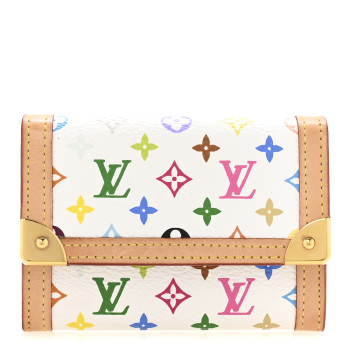 LOUIS VUITTON Monogram Multicolor Porte-Monnaie Plat Coin Purse White