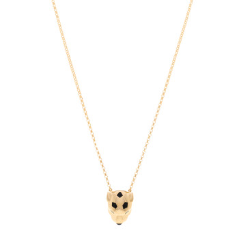 CARTIER 18K Yellow Gold Tsavorite Onyx Panthere De Cartier Pendant Necklace