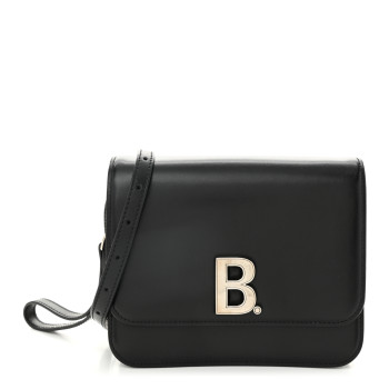 BALENCIAGA Shiny Box Calfskin Small B Bag Balenciaga Black