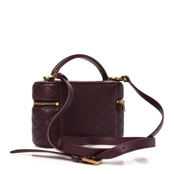 SAINT LAURENT Lambskin Quilted Mini Gaby Vanity Case Rouge Cabernet