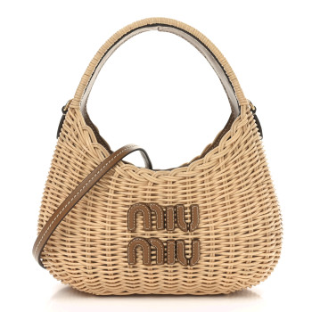 MIU MIU Wicker Wander Hobo Tan