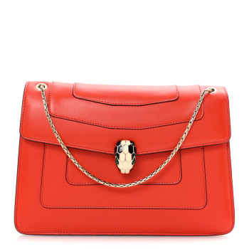BULGARI Calfskin Serpenti Forever Shoulder Bag Red