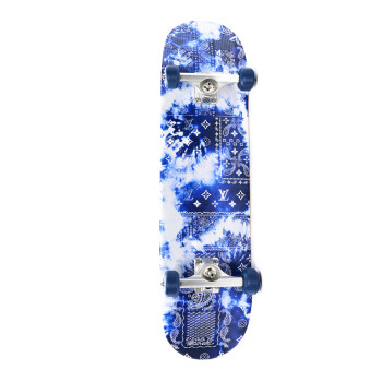 LOUIS VUITTON Monogram Bandana Maple Wood Skateboard Blue