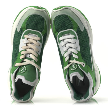 LOUIS VUITTON Monogram Calfskin Run 55 Sneakers 38 White Green