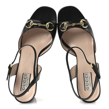GUCCI Malaga Kid Horsebit Lady 75mm Sandals 40.5 Black