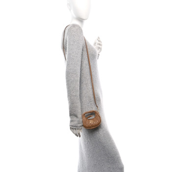 MIU MIU Nappa Matelasse Micro Wander Hobo Caramel