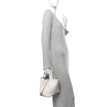 HERMES Taurillon Clemence Picotin Lock 18 PM Gris Pale