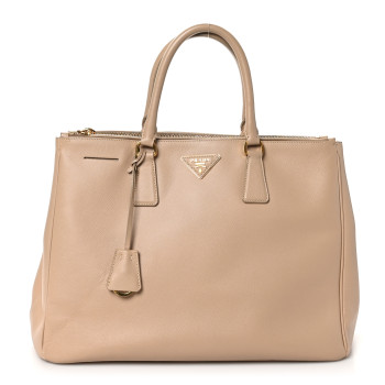 PRADA Saffiano Large Galleria Double Zip Tote Pomice