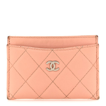 CHANEL Lambskin Quilted Card Holder Light Pink