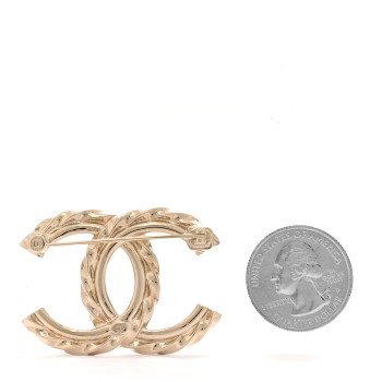 CHANEL Metal Crystal CC Brooch Gold
