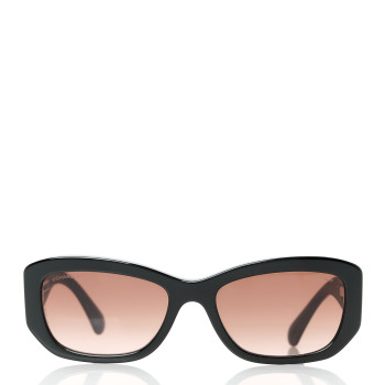 CHANEL Acetate Rectangle Sunglasses 5493 Black Brown