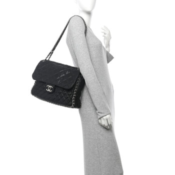 CHANEL Washed Lambskin Quilted Maxi Chain Around Flap Black