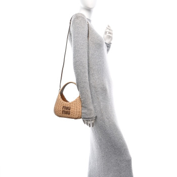 MIU MIU Wicker Wander Hobo Tan