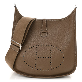 HERMES Taurillon Clemence EVELYNE III PM Etoupe