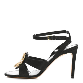 LOUIS VUITTON Satin Met Sandal 36.5 Black