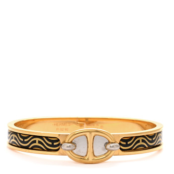 HERMES Enamel Printed Ghost H Mini Clic Chaine d'Ancre Bracelet PM Black