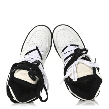 SAINT LAURENT Calfskin Smith High Top Sneakers 42 White Black
