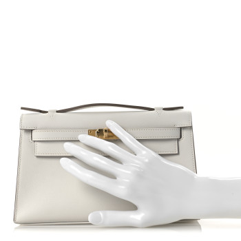 HERMES Swift Kelly Pochette Clutch Craie