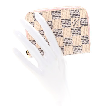 LOUIS VUITTON Damier Azur Zippy Coin Purse Rose Ballerine