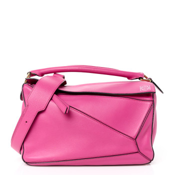 LOEWE Calfskin Medium Puzzle Bag Fuchsia