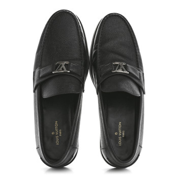LOUIS VUITTON Taiga Mens Loafers 9 Black