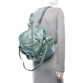 ALEXANDER WANG Metallic Calfskin Marti Backpack Bag Light Blue Rhodium Hardware