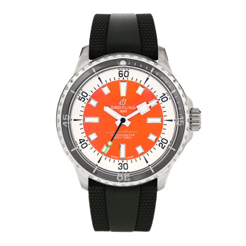 BREITLING Stainless Steel Rubber 42mm SuperOcean Automatic Watch Orange A17375