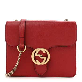 GUCCI Dollar Calfskin Small Interlocking G Shoulder Bag Red