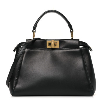 FENDI Nappa Mini Peekaboo Iconic Satchel Black