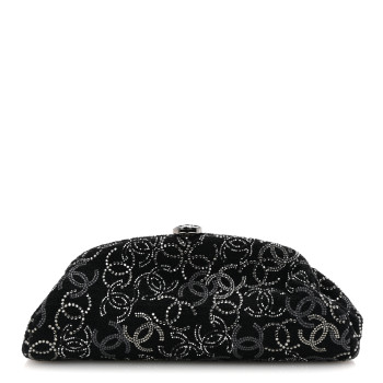 CHANEL Tweed Strass Pudong Clutch Black
